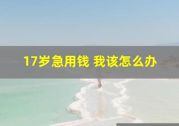 17岁急用钱 我该怎么办